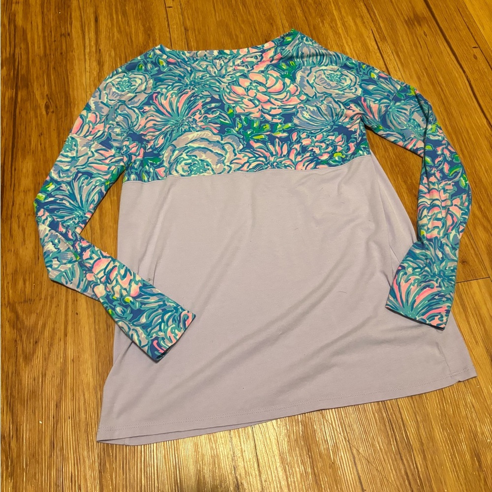Lilly Pulitzer Purple Finn Top - Long Sleeve Summer Shirt - EUC - Size XXS